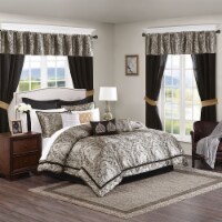 Madison Park MPE10-221 Essentials Michelle Room in A Bag King black,King