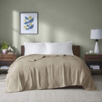 Madison Park Freshspun Basketweave Cotton Blanket Taupe Full/Queen