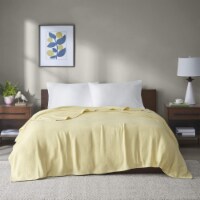 Madison Park Freshspun Basketweave Cotton Blanket Yellow Full/Queen