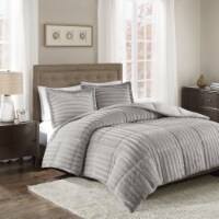 Duke Faux Fur Comforter Mini Set Grey Full/Queen