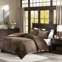 Parker Corduroy Plush Comforter Mini Set Brown Full/Queen