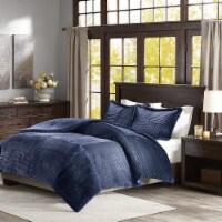 Parker Corduroy Plush Comforter Mini Set Navy Full/Queen