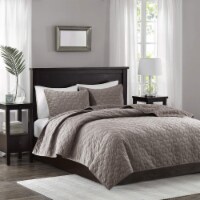 Harper Velvet 3 Piece Coverlet Set Taupe King/Cal King