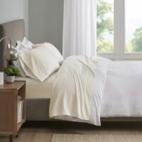 Smart Cool Microfiber King Bed Sheets, Casual Ivory Cooling Sheets, 4-Piece