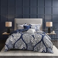Vienna 6 Piece Printed Duvet Cover Set Indigo Full/Queen