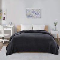 Microlight Plush Blanket Black Full/Queen