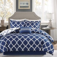 Merritt Reversible Complete Comforter and Cotton Sheet Set Navy Twin XL