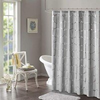 Raina Printed Metallic Shower Curtain 72x72 /Grey