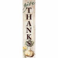 North American Art PB2222 9 x 42 in. Pumpkin Porch Board with Give Thanks