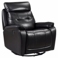 Metro Furniture Leather Glider and Swivel Power Recliner with USB port in Black
