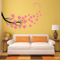 VWAQ Tree Branch Leaves Wall Sticker - Living Room Decal Decor - 37 PCS
