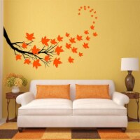 VWAQ Tree Branch Leaves Wall Sticker - Living Room Decal Decor - 37 PCS