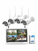 Hiseeu Security Camera Kit with LCD Monitor, 4 Wireless Cameras, 3TB Hard Drive