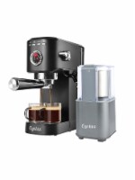 Cyetus Black Espresso Machine with Frother Wand and Electric Coffee Bean Grinder
