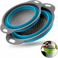 Kitchen Foldable Silicone Strainer Colanders, Collapsible Colanders & Space-Saver (BLUE)