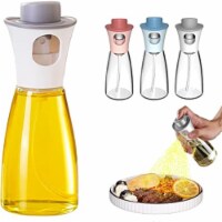 Portable Oil Spray Bottle with Brush Funnel for Cooking, 200ml Olive Oil Sprayer (PINK)