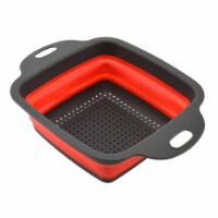 LMF GoBuddy SMALL Colander Silicone, Strainer Collapsible with Extendable Handle - RED
