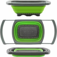 LMF GoBuddy SMALL Colander Silicone, Strainer Collapsible with Extendable Handle - GREEN