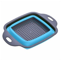 LMF GoBuddy SMALL Colander Silicone, Strainer Collapsible with Extendable Handle - BLUE
