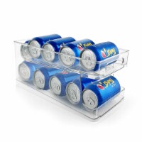 2-Tier Soda Can Organizer for Refrigerator, Automatic Rolling Fridge Dispenser, Holds 12 Cans