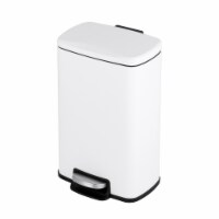 Innovaze 1.3 Gal./5 Liter Rectangular Matt White Step-on Trash Can for Bathroom and Office