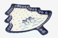 Blue Rose Polish Pottery Frosty Friend Christmas Tree Plate
