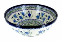 Blue Rose Polish Pottery Blue Tulip Large Serving Bowl