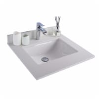 White Quartz Marble Countertop - 24" - Single Hole with Rectangular Sink