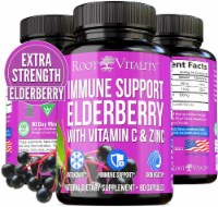 Root Vitality Elderberry Capsules with Vitamin C & Zinc | 3-way Immunity Support - 2 Pack