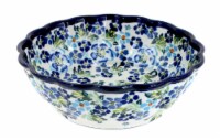 Blue Rose Polish Pottery Vintage Violet Medium Scallop Serving Dish