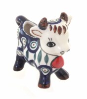 Blue Rose Polish Pottery Peacock Cow Creamer