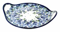 Blue Rose Polish Pottery Vintage Violet Round Serving Tray With Handles