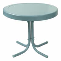 Steel Retro Metal Table in Caribbean Blue-Pemberly Row