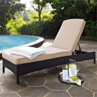 Steel Patio Wicker Chaise Lounge with Sand Cushions in Brown-Pemberly Row