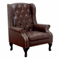 Bowery Hill Faux Leather Tufted Accent Chair in Brown