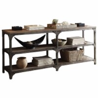 Bowery Hill Console Table in Weathered Oak and Antique Silver