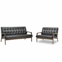 2 Piece Mid Century Modern Sofa Set with Sofa and Loveseat in Brown
