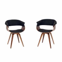 (Set of 2) Mid Century Modern Fabric Accent Chair in Charcoal