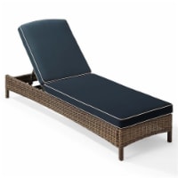 Steel Wicker Patio Chaise Lounge in Brown and Navy-Pemberly Row