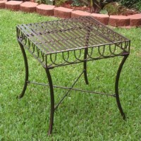 Pemberly Row Iron Patio Side Table in Bronze