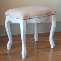Pemberly Row Vanity Stool in Antique White