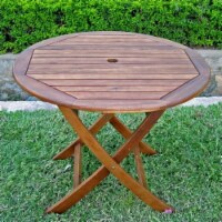Pemberly Row 38  Folding Patio Table in Stain