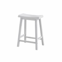 Pemberly Row 24 Saddle Seat Bar Stools in White (Set of 2)