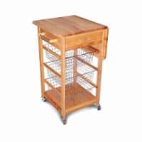 Wood Birch HardWood Cuisine Butcher Block Kitchen Cart in Natural Brown- Pemberly Row