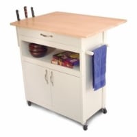 Wood Butcher Block Kitchen Cart in White - Pemberly Row