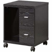Bowery Hill 2 Drawer Printer Stand in Black Oak and Silver