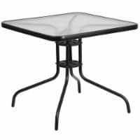 Bowery Hill 31.5  Square Glass Top Patio Dining Table in Black