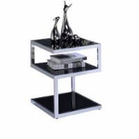 Bowery Hill End Table in Black Glass and Chrome