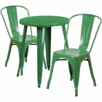 Bowery Hill 3 Piece 24  Round Metal Patio Bistro Set in Green