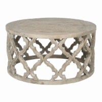 Maklaine Intricate Carve Coffee Table in Smoke Gray